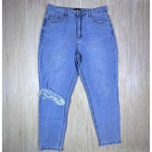 Riot High Rise Mom Light Wash Distressed Ripped Casual Everyday Denim Jeans 12